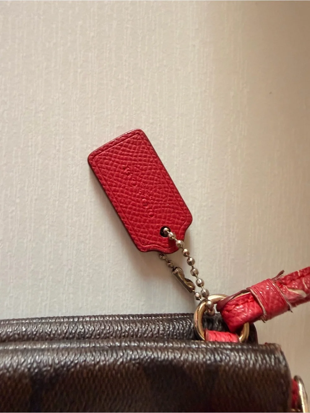 Coach Double Corner Zip Wristlet Signature  Coated Canvas.